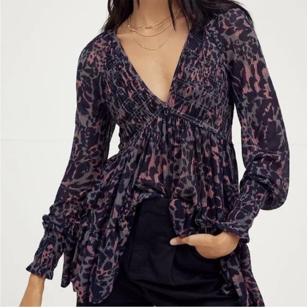 Free People Dark Romance Tunic in Dark Combo Size S